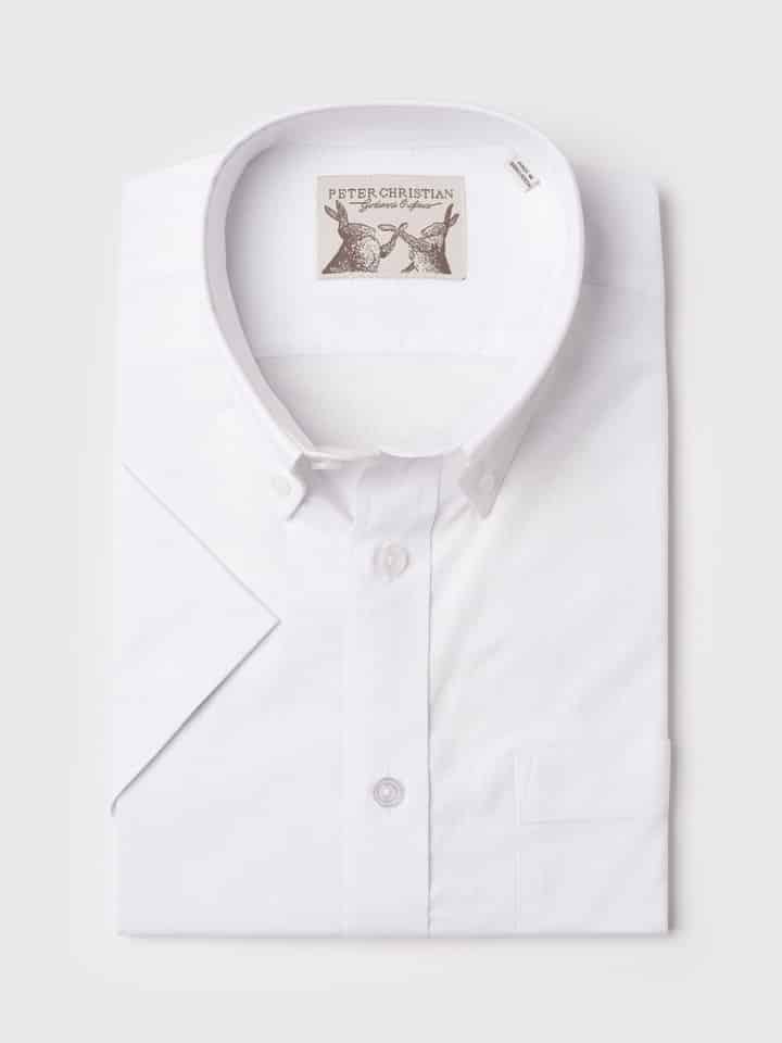 Men's White Cotton Oxford Short Sleeve Shirt