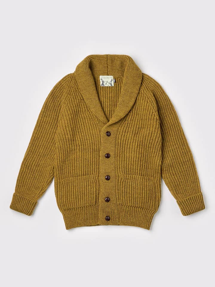 Men's Mustard Yellow Shawl Neck Cardigan