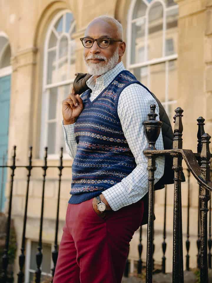 Navy lambswool fairisle slipover