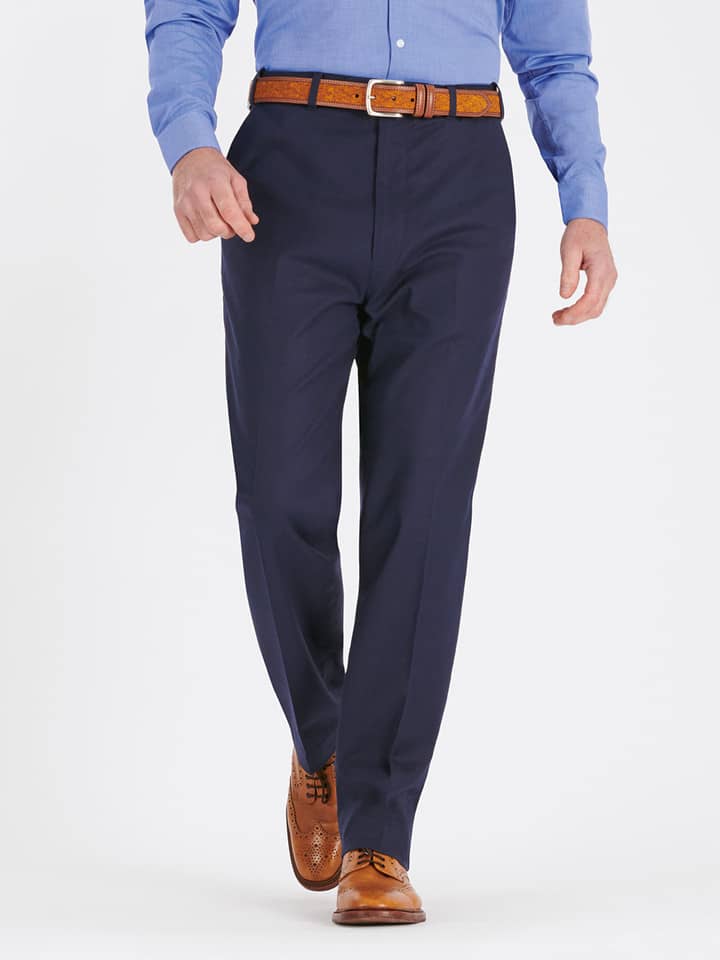Men's Navy Blue Linen and Cotton Suit Trousers
