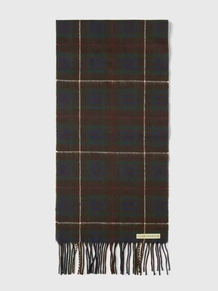 Mens Bronze Checked 100% Lambswool Scarf