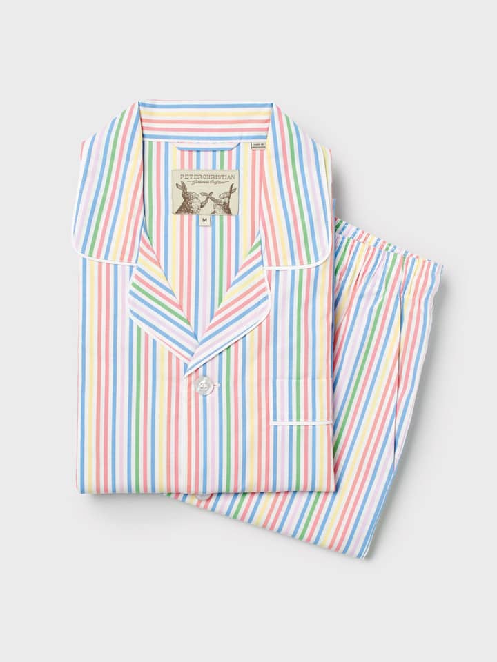 Multicoloured Striped Short Pyjamas Set