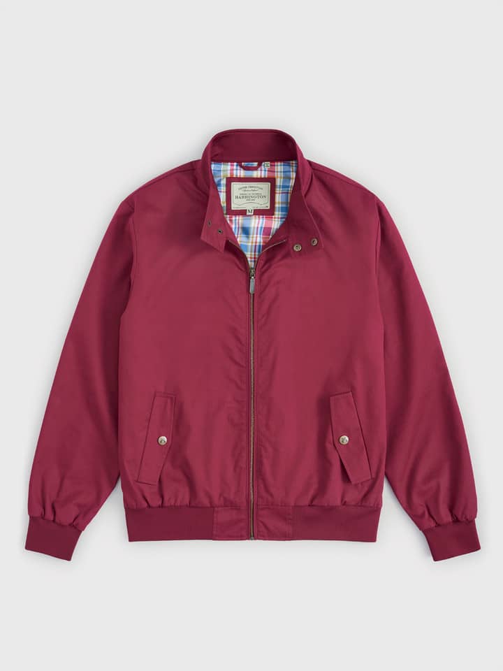 Men's Burgundy Harrington Jacket Front