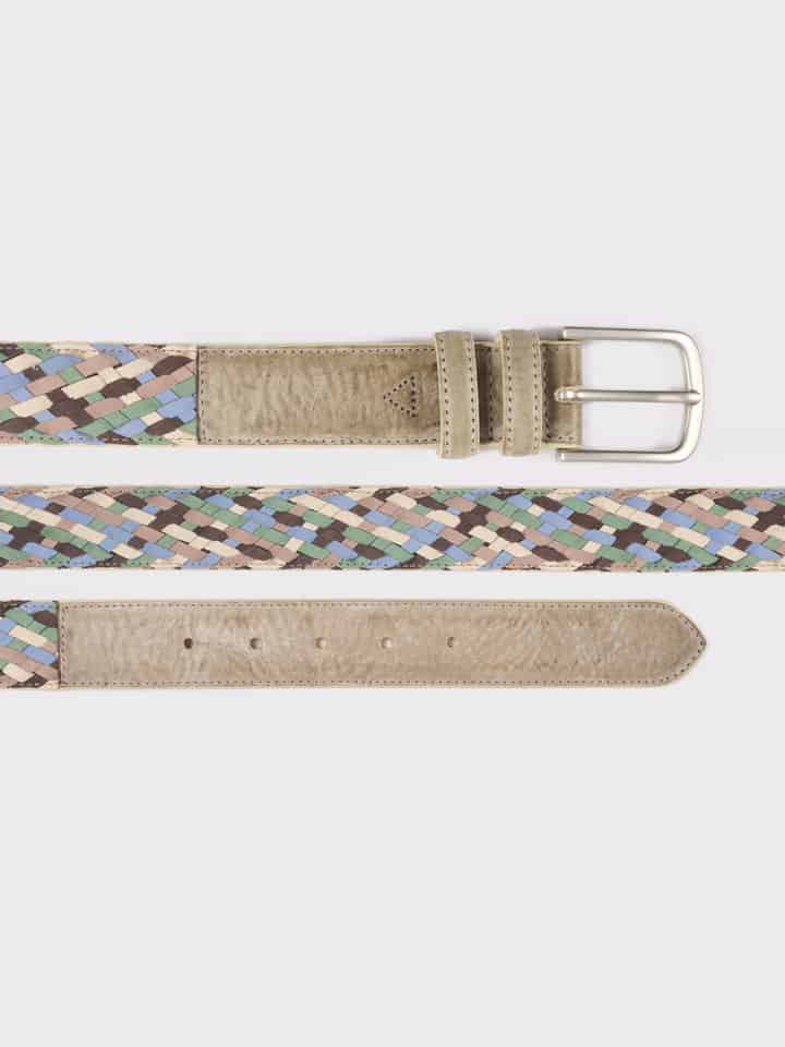 Multicolour Woven Nubuck Leather Belt Buckle