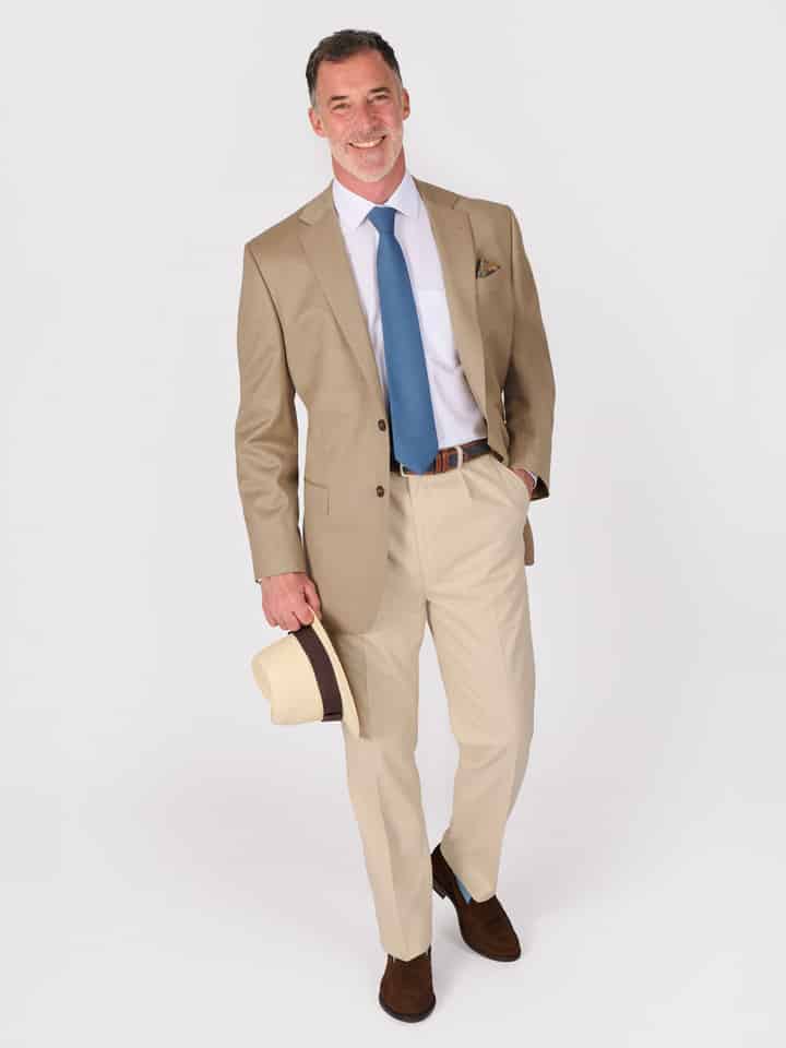 Men's Sand Voyager Lounge Suit Jacket On Model