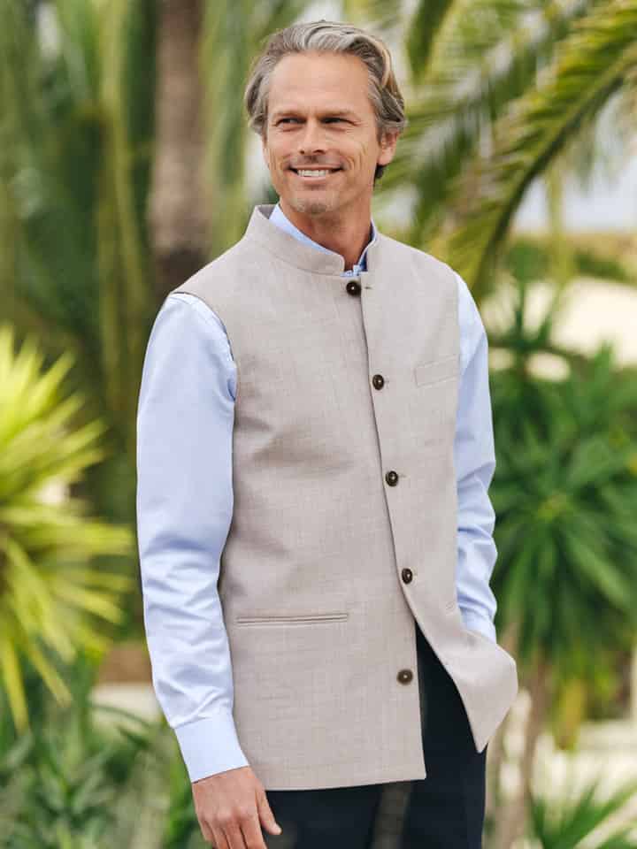 Men's Wool & Egyptian Cotton Nehru Gilet Model