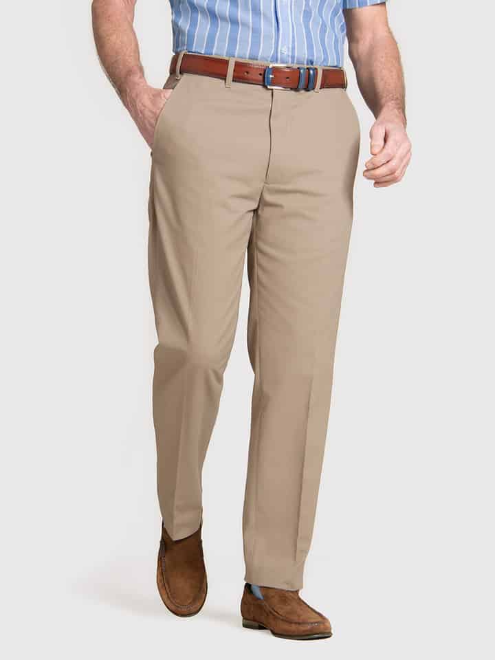 Men's Sand Beige Slim Fit Chinos On Model