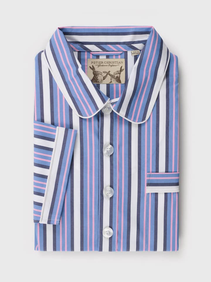Blue and Pink Cotton Nightshirt Flat