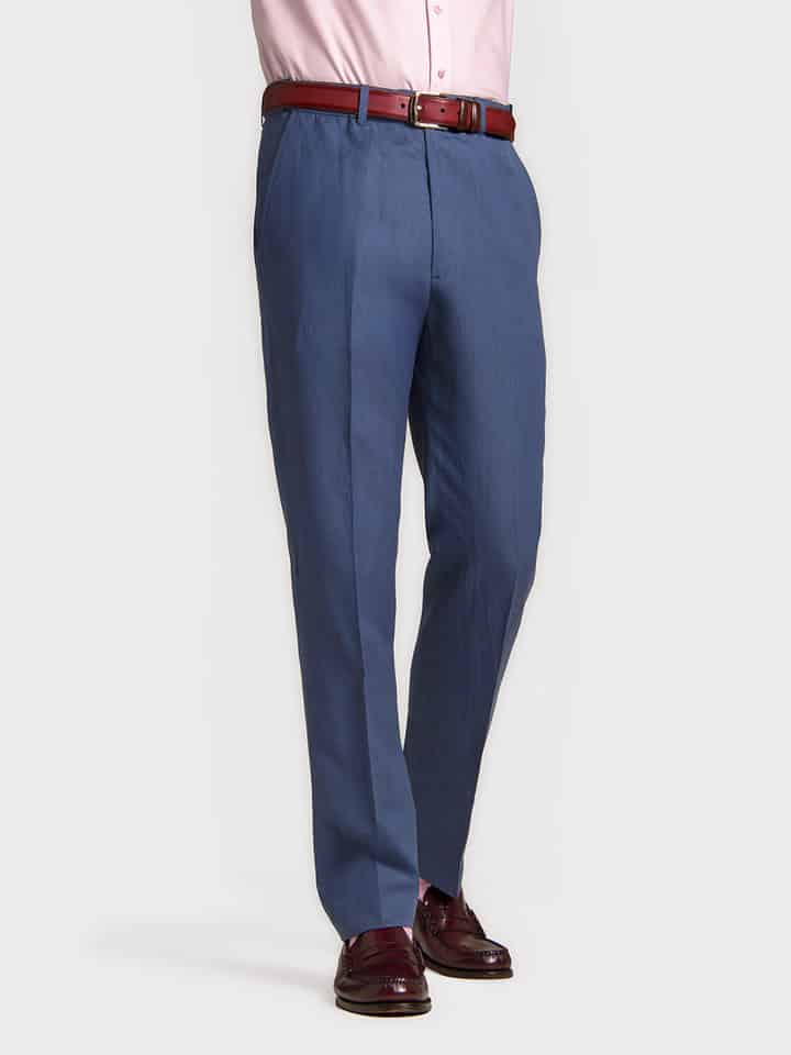 Navy Blue Linen and Wool Trousers