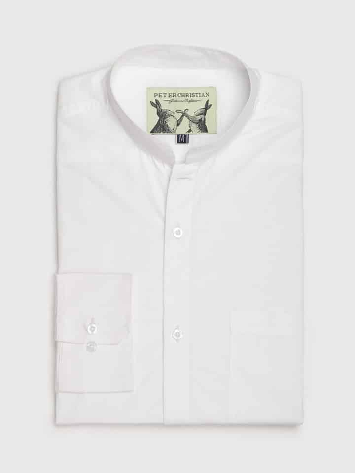 Nehru White Cotton Shirt Folded