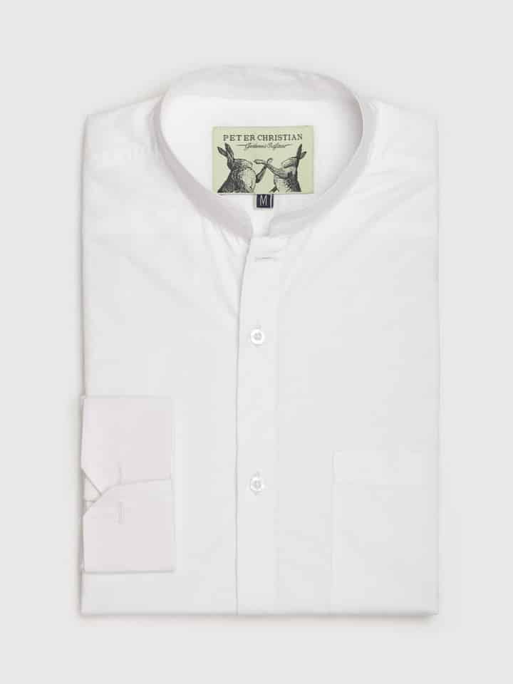 Double Cuff White Nehru Shirt