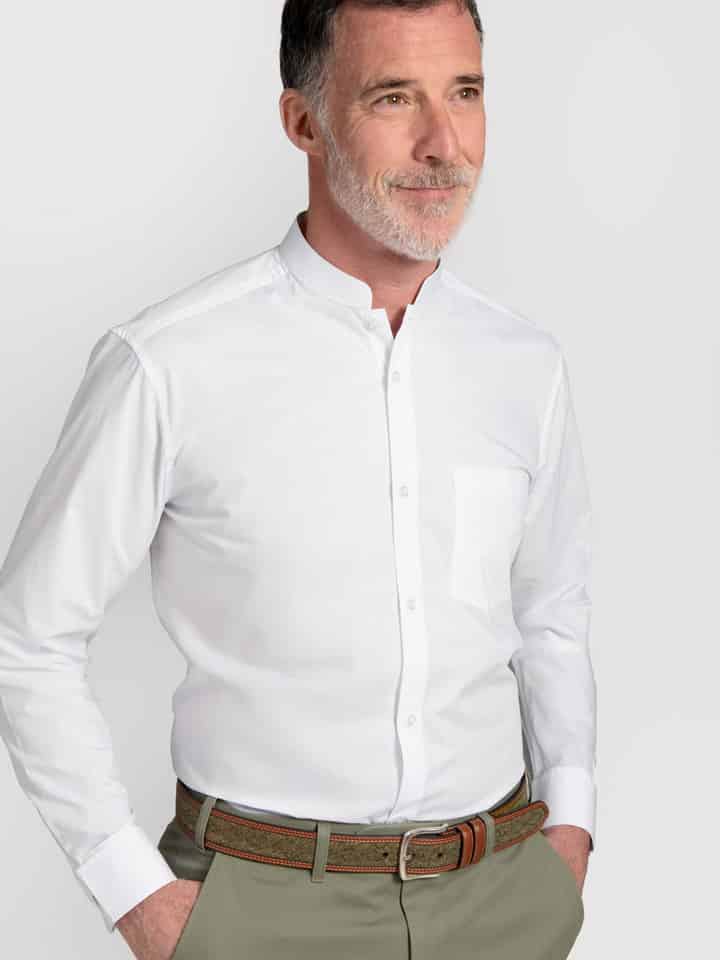 Double Cuff White Nehru Shirt model 01