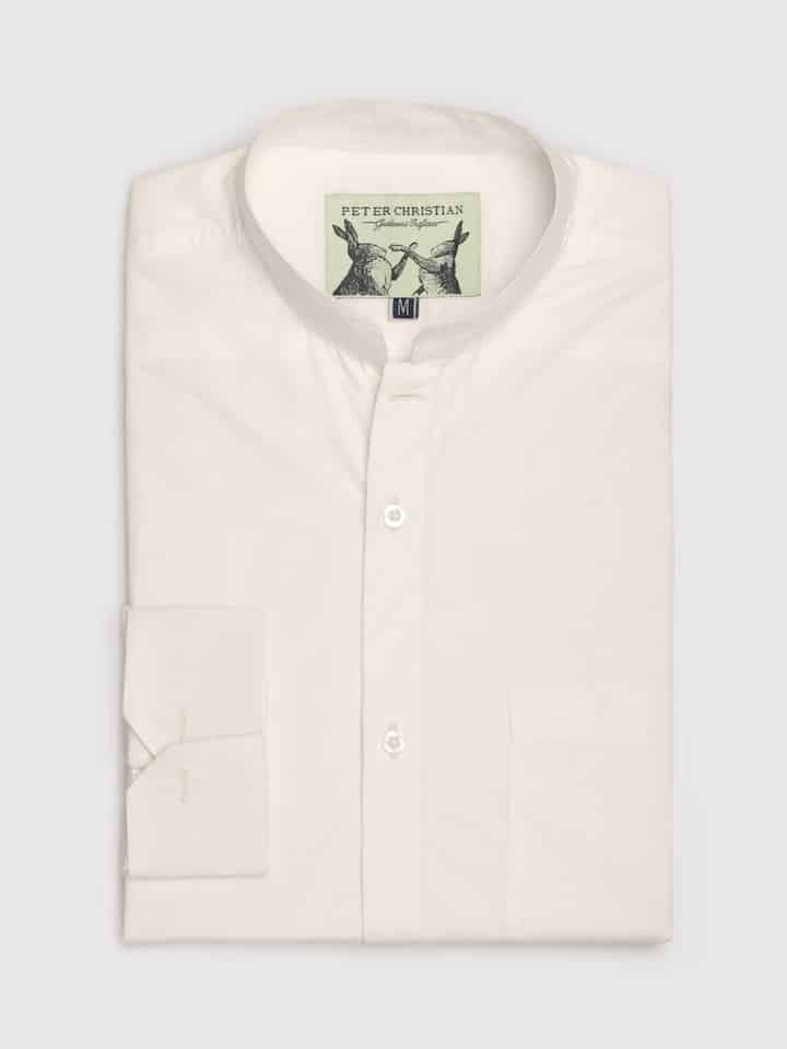 Cream Double Cuff Nehru Shirt