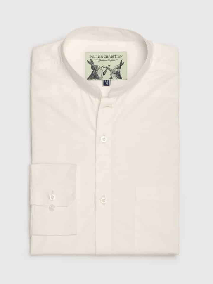 Cream Nehru Collar Cotton Shirt