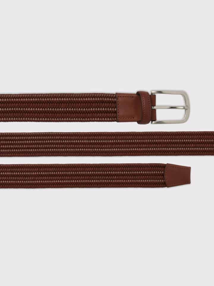 Chestnut Brown Elasticated Leather Woven Belt