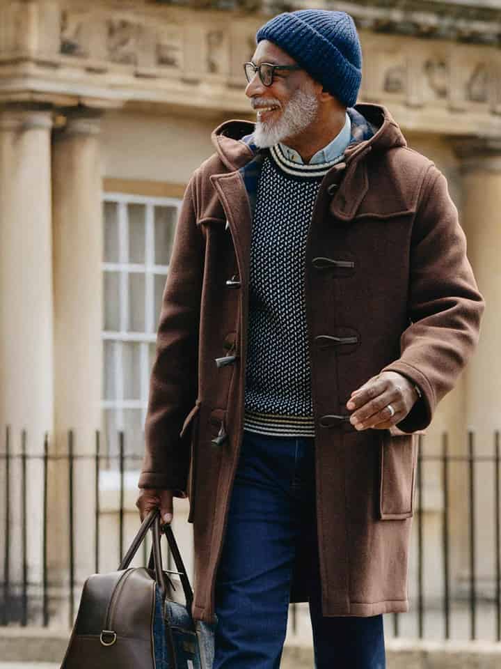 Chocolate Brown Duffle Coat On Model