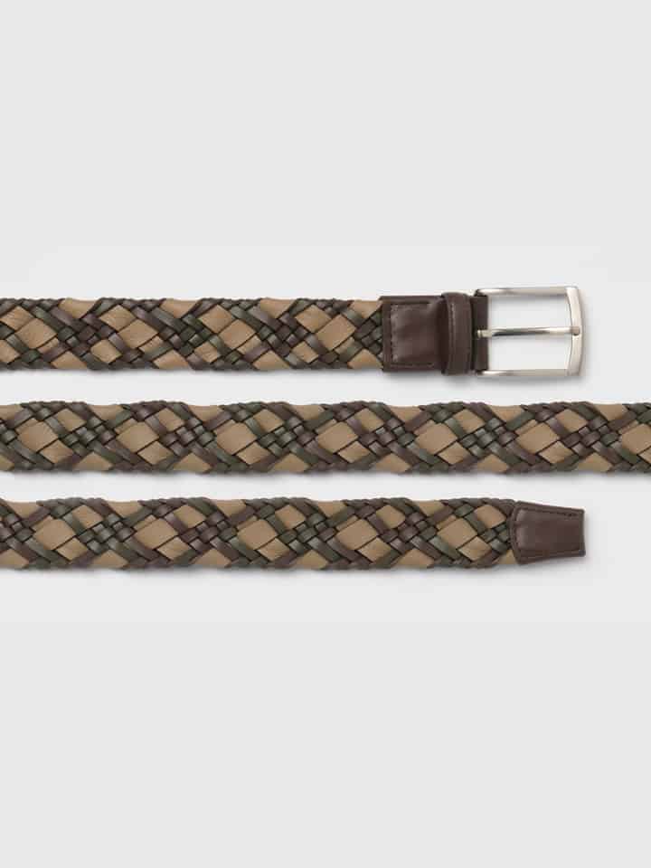 Mens Brown Hand Braided Leather Belt