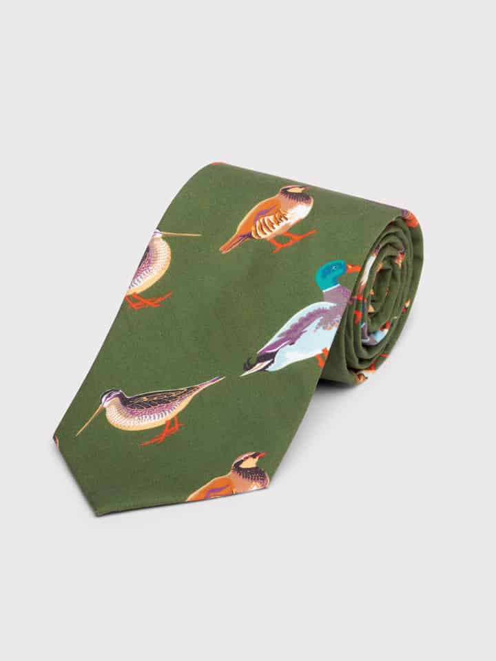 Green Game Birds Tie Rolled