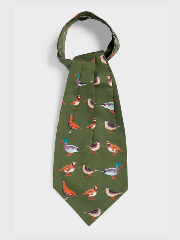 Green Game Birds Cravat Flat