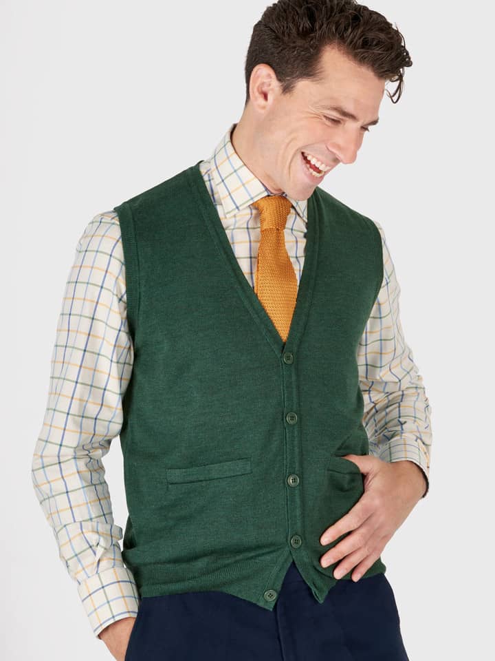 Pine Merino Waistcoat Model