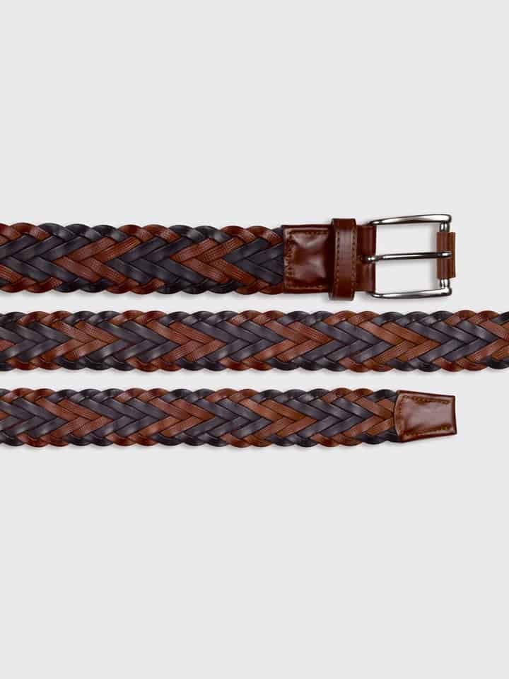 Mens Cadiz Braided Belt in Brown