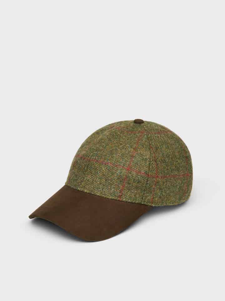 Green Checked Tweed Baseball Cap
