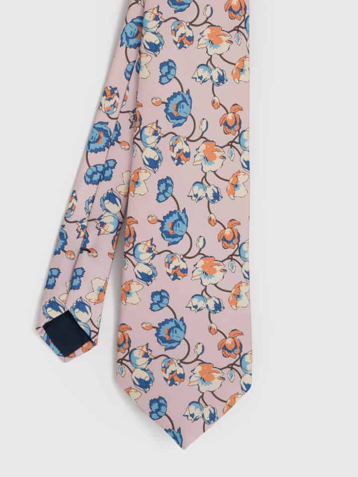 Pink Floral Silk Tie