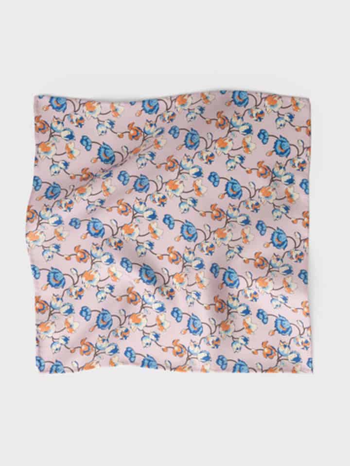 Pale Yellow Floral Silk Pocket Square