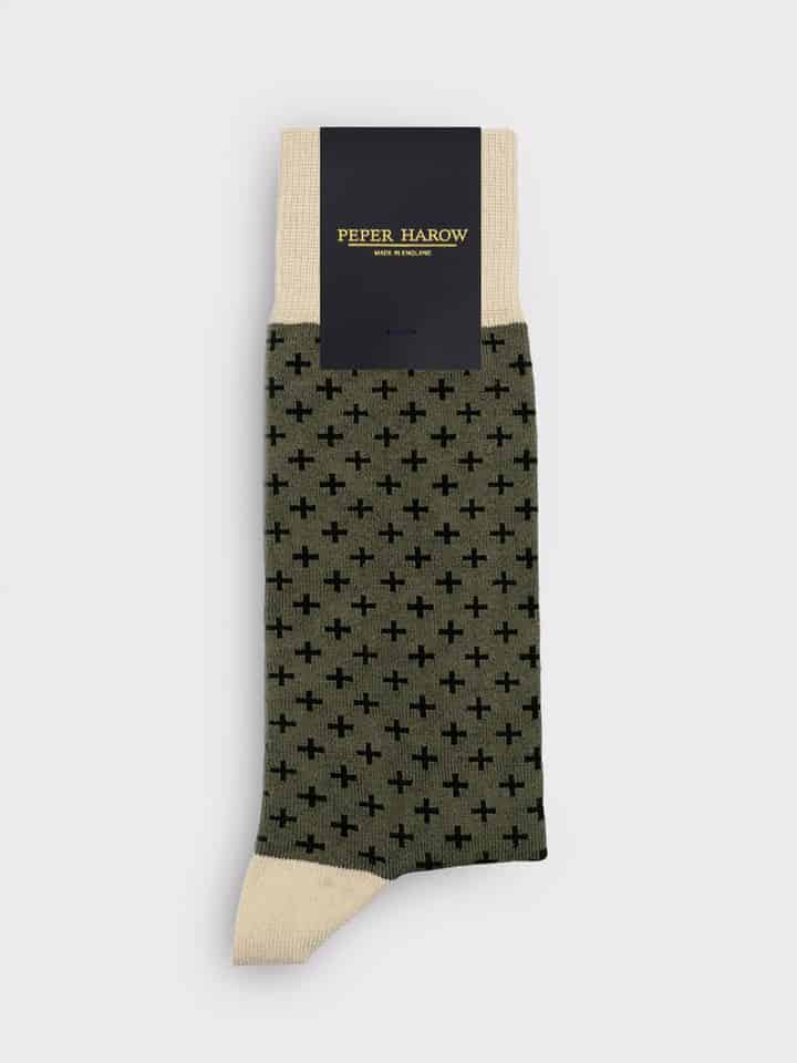 Green Cross Design Supima Cotton Socks