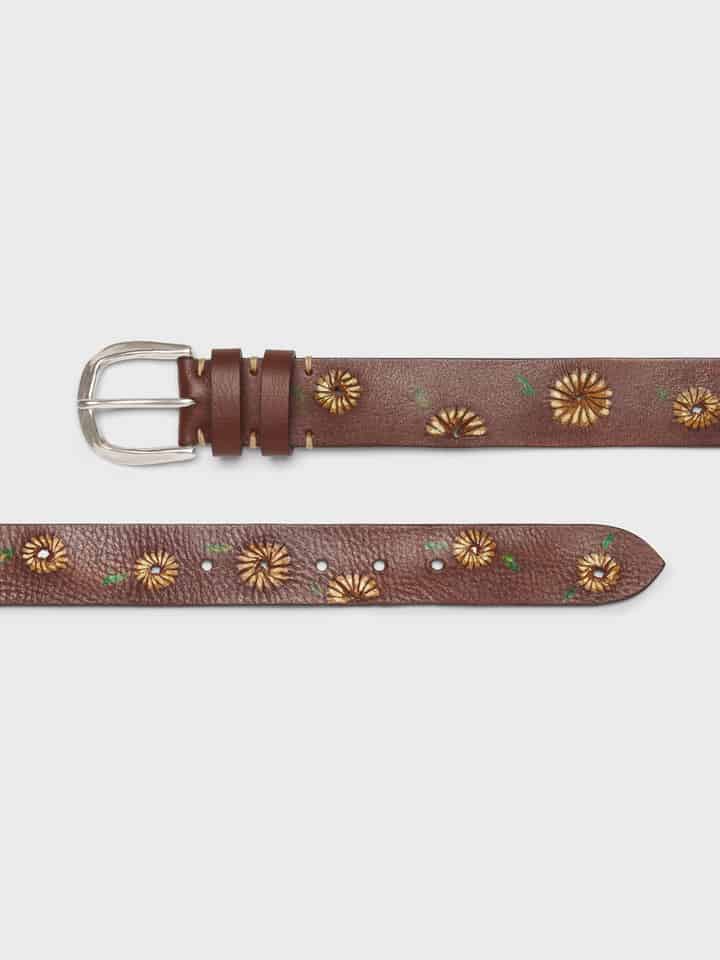Sunflower Hand Painted Leather Belt