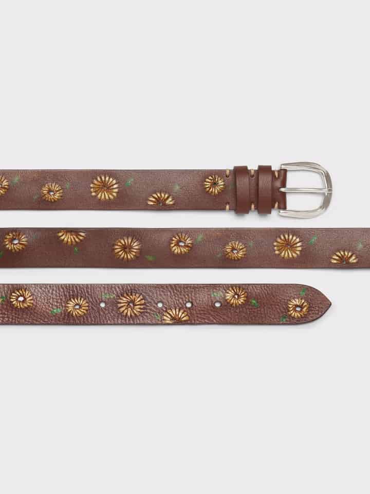 Mens Sunflower Hand Painted Leather Belt