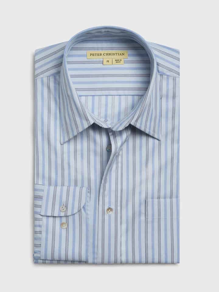 Blue/Navy Long Sleeve Egyptian Cotton Shirt