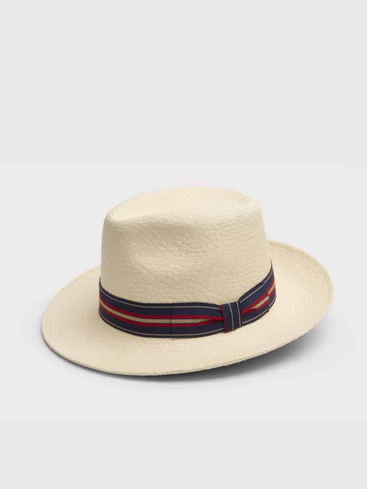 Natural Regimental Panama Hat Side