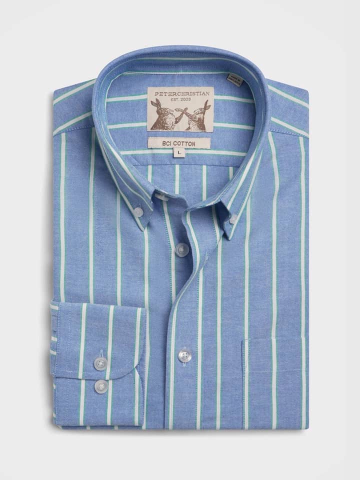 Blue/Green Cotton Oxford Shirt