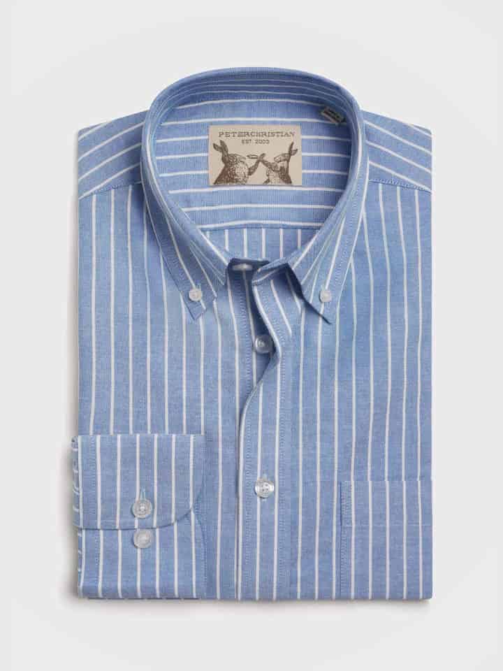 Blue/White Cotton Oxford Stripe Shirt