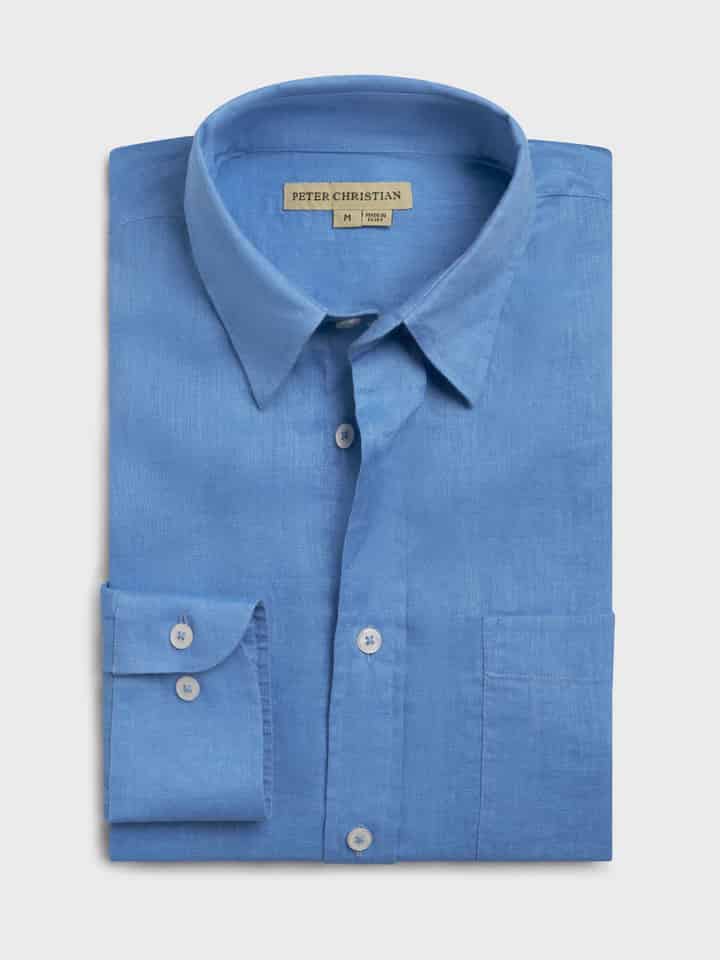 Blue long sleeve linen shirt