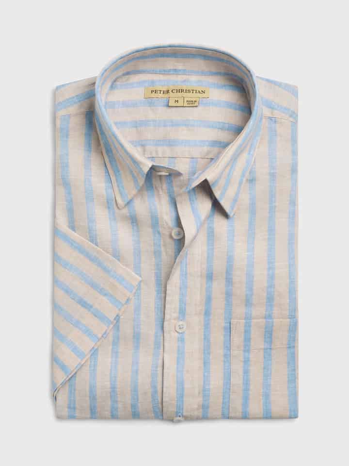Blue Natural Short Sleeve Stripe