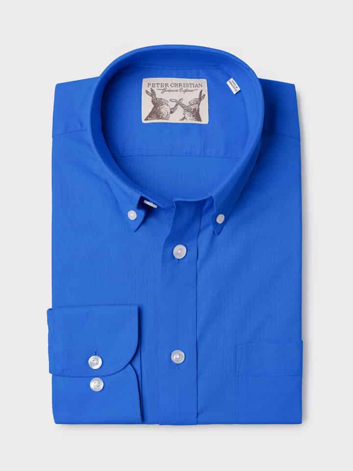 Men's Cobalt Blue Long Sleeve Oxford Shirt