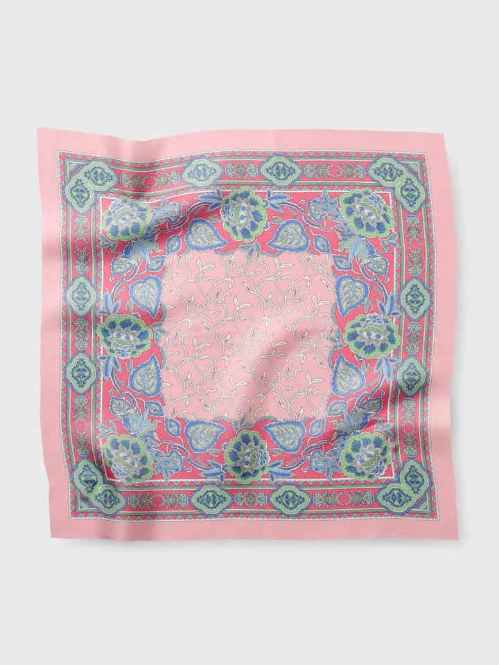 Mens Pink Botanical Pocket Square Flat