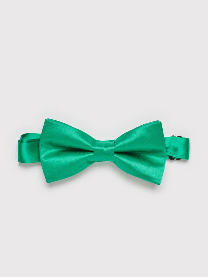 Men's Green Plain Silk Bow Tie