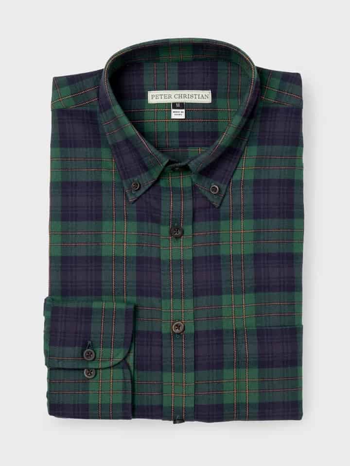 Men's Navy & Green Brushed Cotton Tartan
