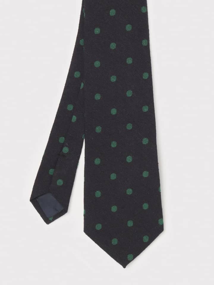 Mens Navy Textured Silk Spotted Tie