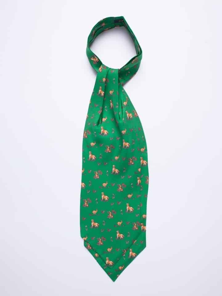Green Hare and Hounds Silk Cravat