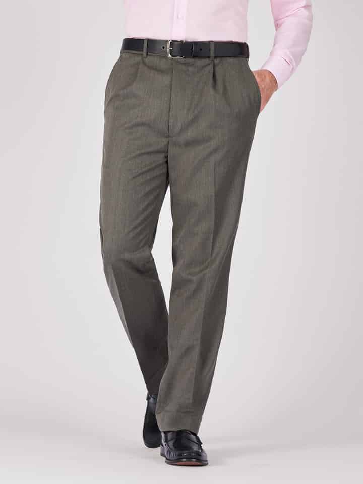 Grey Deluxe Wool & Silk Trousers - Mens Wool Trouser
