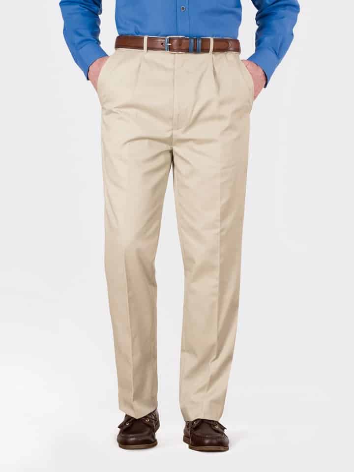 Mens Stone Pleated Chinos on Model