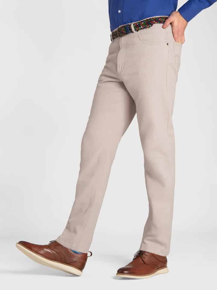 Men's Stone Cream Drill Jeans on Model