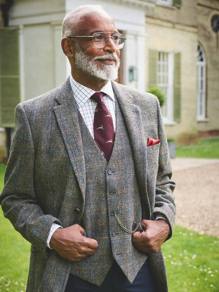 Men's Bronze Brown Green Harris Tweed® Jacket On Model