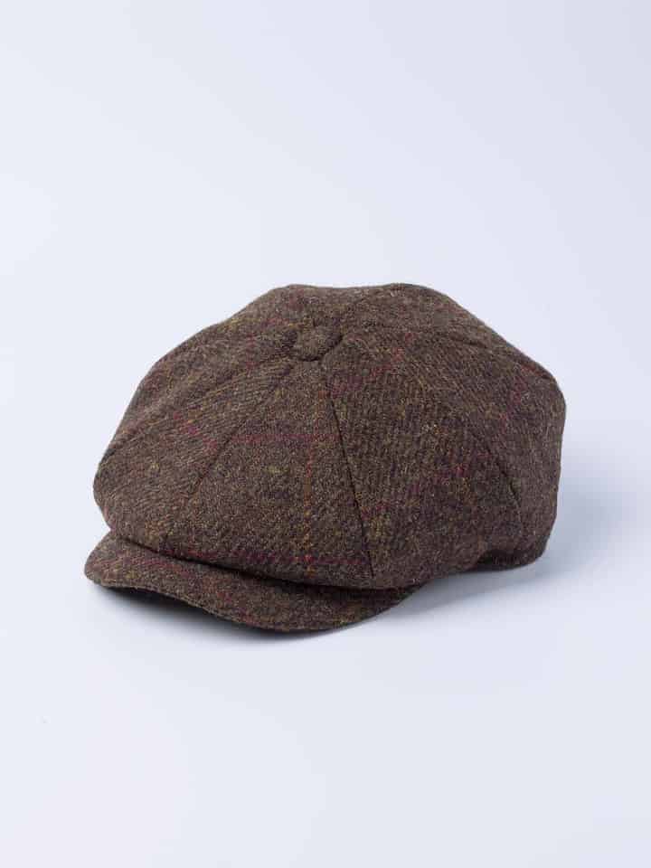 Bronze Brown Harris Tweed Baker Boy Cap