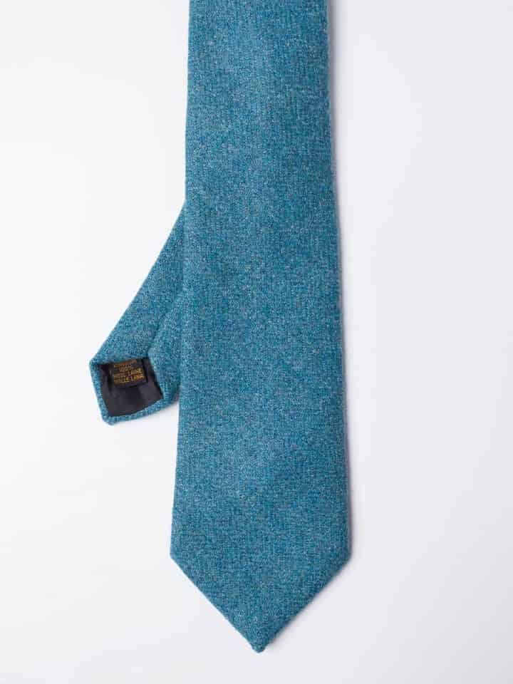 Men's Blue Herringbone Wool Tweed Tie