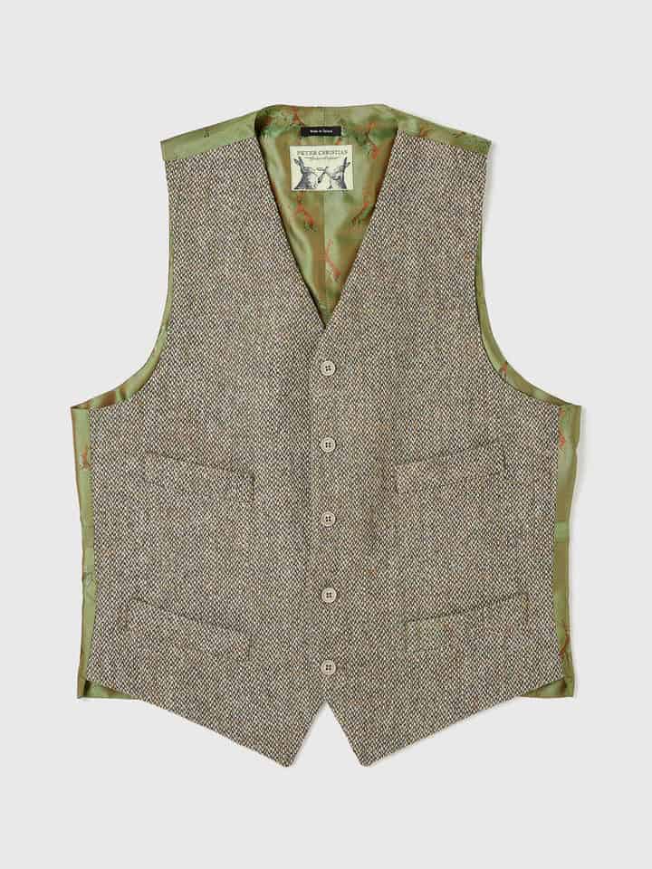 Men's Oat Cream Harris Tweed Waistcoat
